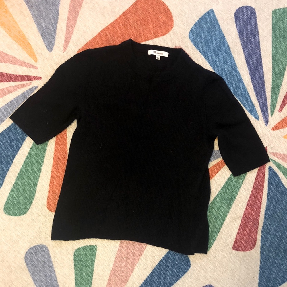 Excellent Condition Madewell Medium Cropped Black Short Sleeve Sweater Tee
